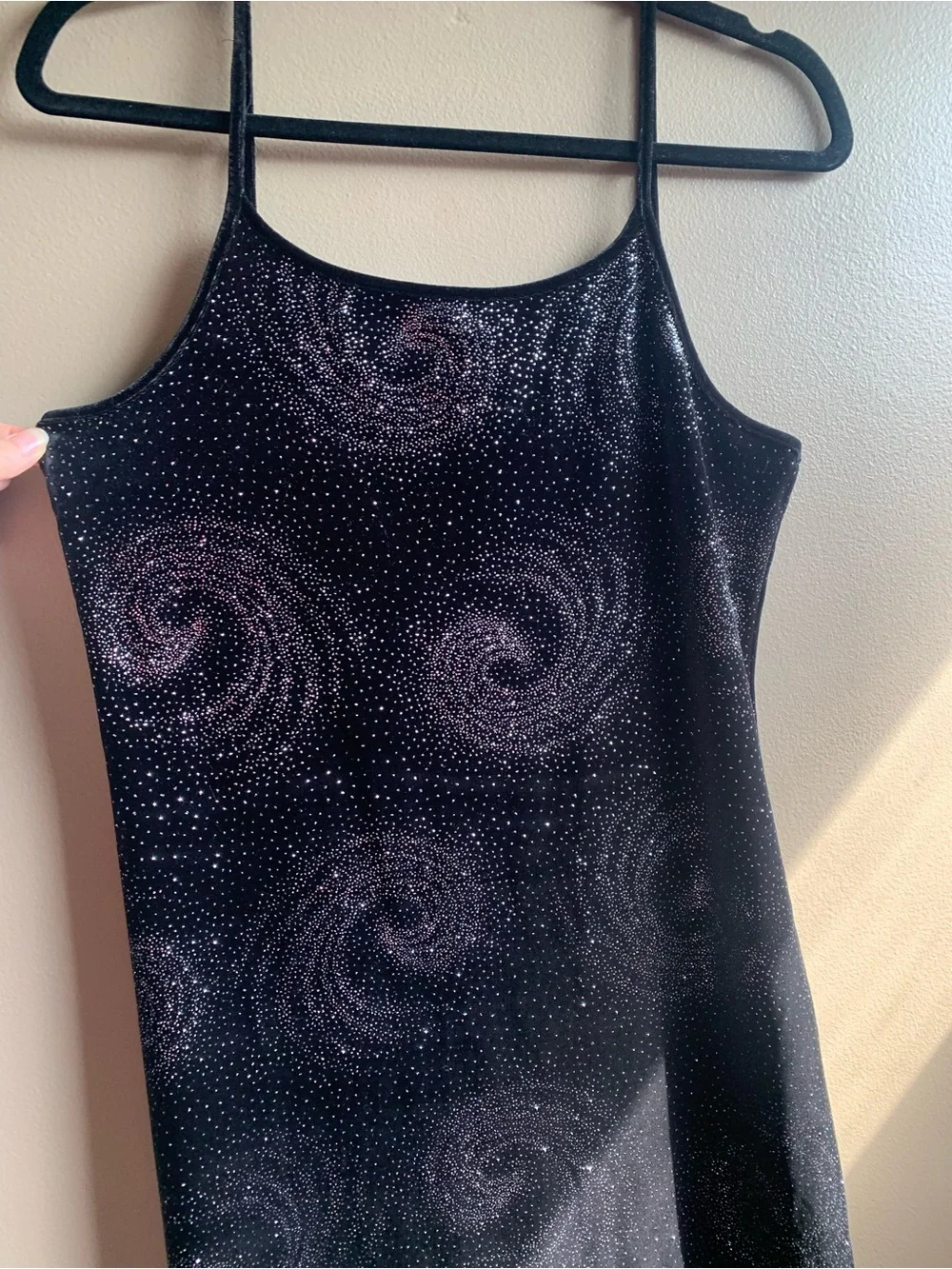 Vintage Limited Too Teen Girls Juniors Black Sparkle Velour Midi Slip Dress - 5J